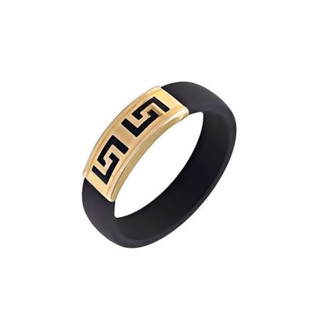 Каучуковое кольцо со вставкой из красного золота с греческим орнаментом