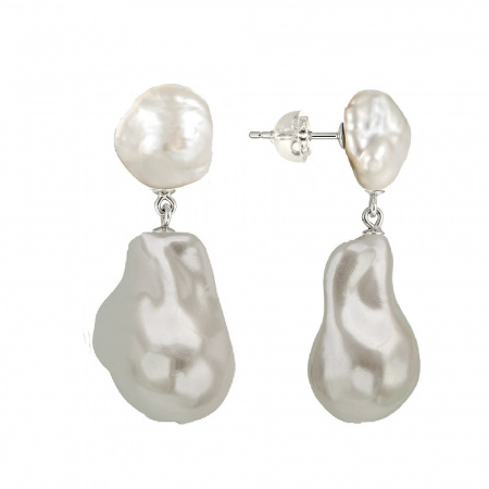 Серьги из серебра с барочным жемчугом