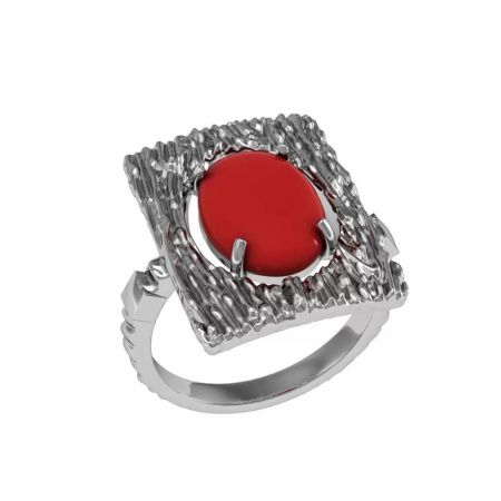 Кольцо из серебра с кораллом