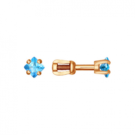 Серьги пусеты из серебра пробы с позолотой и фианиитами (SOKOLOV)