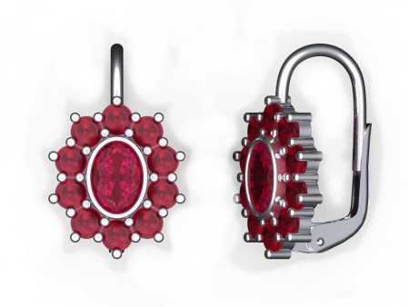 Серьги из серебра с натуральным гранатом