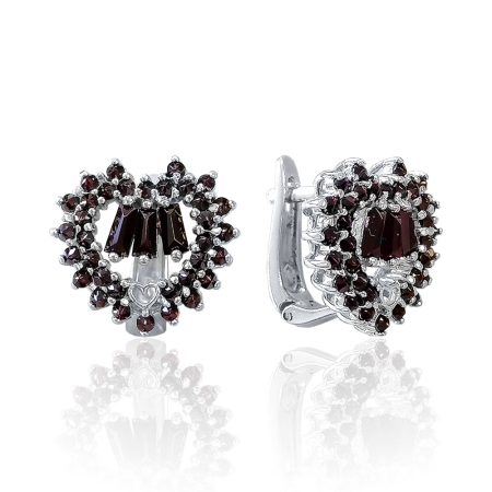 Серьги из серебра с натуральным гранатом