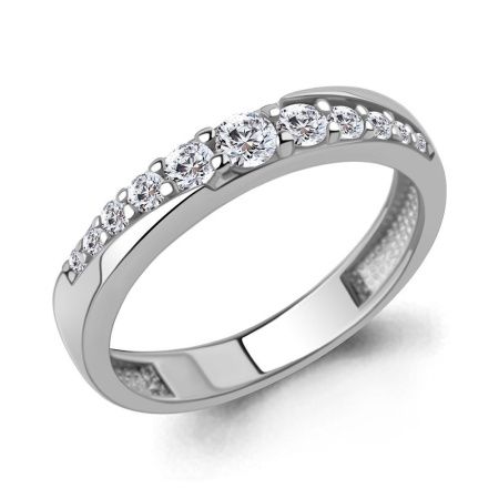 Кольцо дорожка из серебра с фианитами