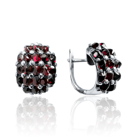 Серьги из серебра с натуральным гранатом