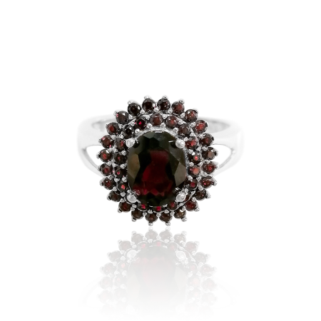 Кольцо из серебра с натуральным гранатом (Чехия)