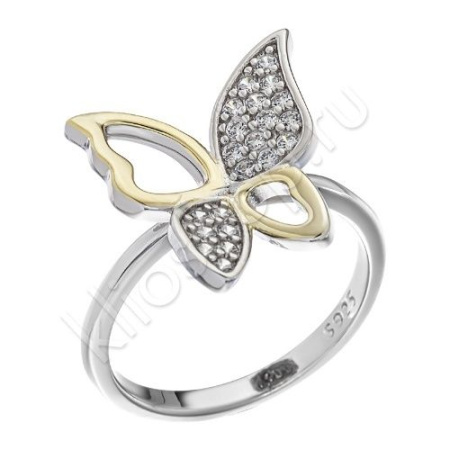 Кольцо из серебра с позолотой и фианитами