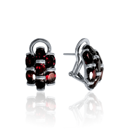Серьги из серебра с натуральным гранатом