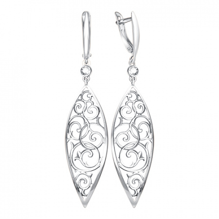 Серьги из серебра с фианитами