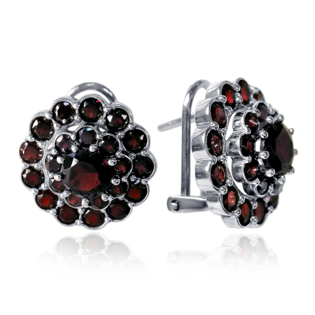 Серьги из серебра с натуральным гранатом