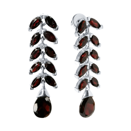 Серьги из серебра с натуральным гранатом