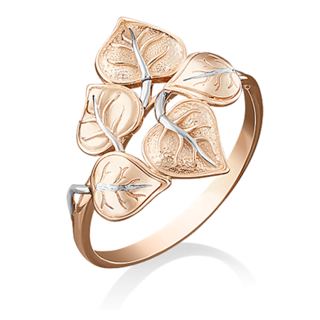 Кольцо Березы из комбинированного золота без вставок