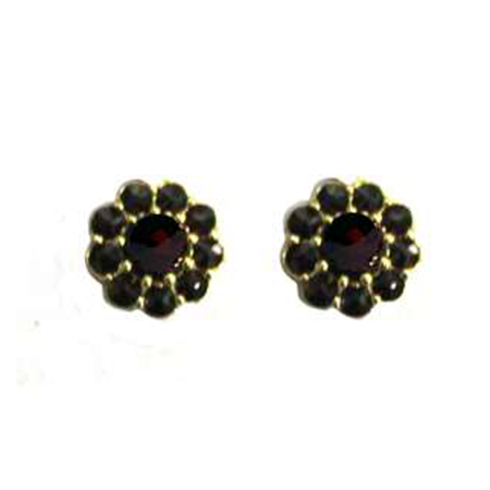 Серьги пусеты из серебра с натуральным гранатом