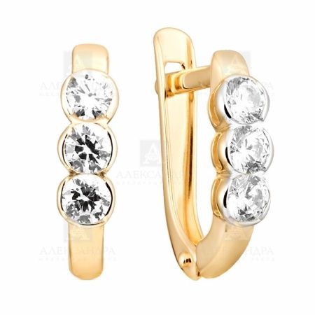 Серьги из красного золота с кристаллами сваровски