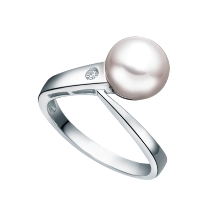 Кольцо из серебра с натуральным жемчугом и фианитом