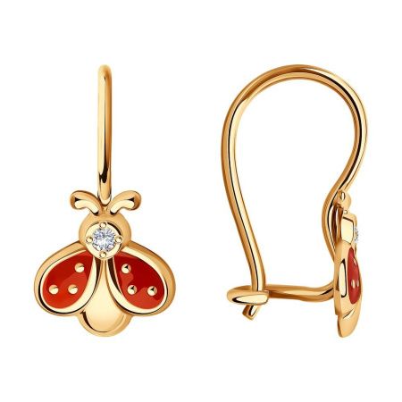 Золотые детские серьги Божьи коровки