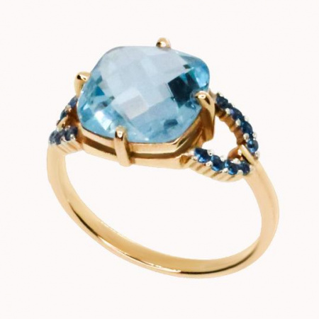 Кольцо из красного золота с топазом и шпинелью