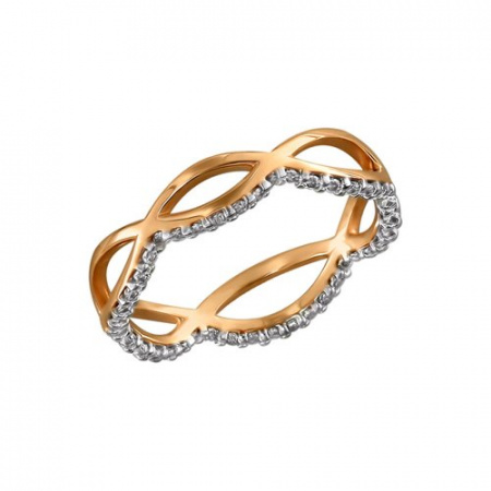 Кольцо Бесконечность из красного золота с фианитами Sokolov