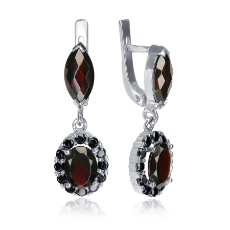 Серьги из серебра с натуральным гранатом