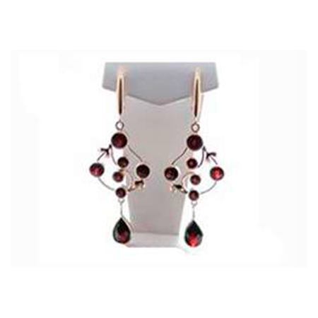 Серьги из серебра с натуральным гранатом (Чехия)