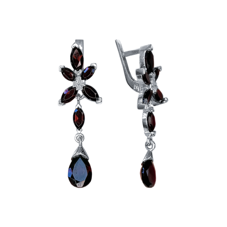 Серьги из серебра с натуральным гранатом