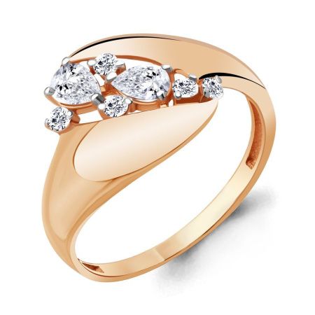 Кольцо из золоченого серебра с фианитами