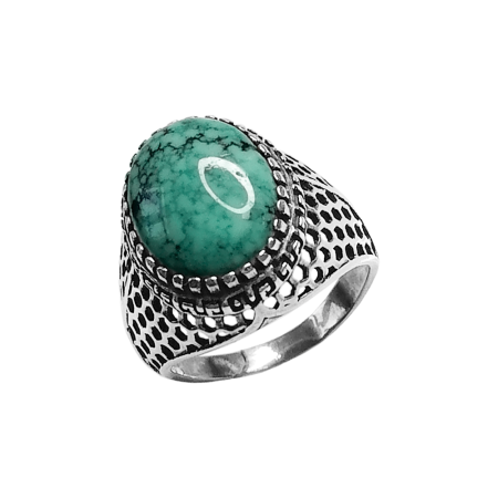 Кольцо из черненого серебра с натуральной бирюзой