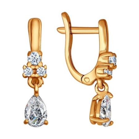Серьги из золочёного серебра с фианитами (SOKOLOV)