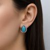 Серьги из серебра с натуральным аквамарином и фианитами