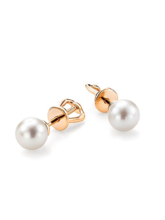 Серьги-пусеты из золота с жемчугом