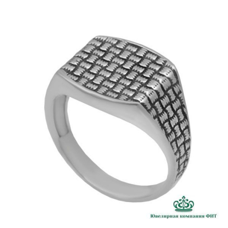 Мужское кольцо печатка из серебра с чернением