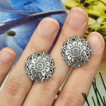 Серьги Астра из серебра с чернением