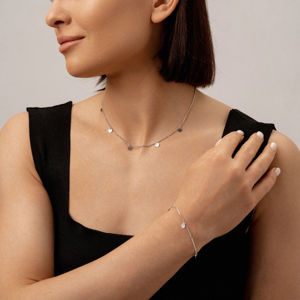 Цепочка из серебра Фигаро с подвесками