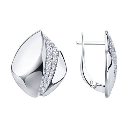 Серьги из серебра с фианитами