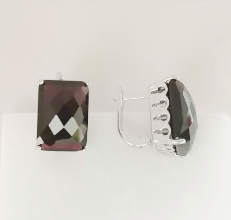 Серьги из серебра с натуральным гранатом