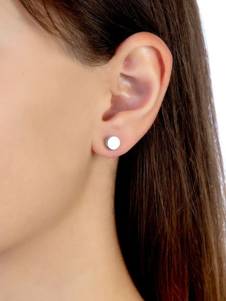 Серьги пусеты из серебра с фианитами