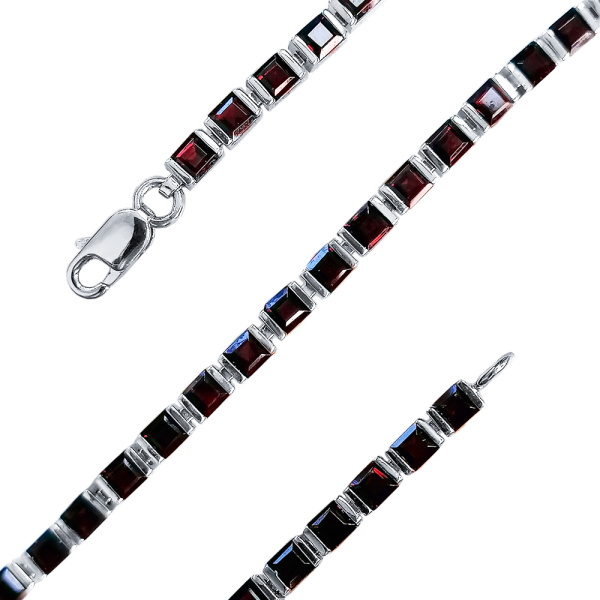 Колье из серебра с натуральным гранатом