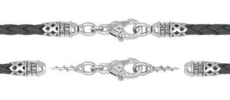 Плетеный шнур из цветной кожи с разборным серебряным замком