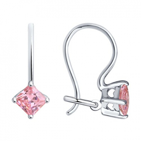 Серьги из серебра с розовыми фианитами (SOKOLOV)