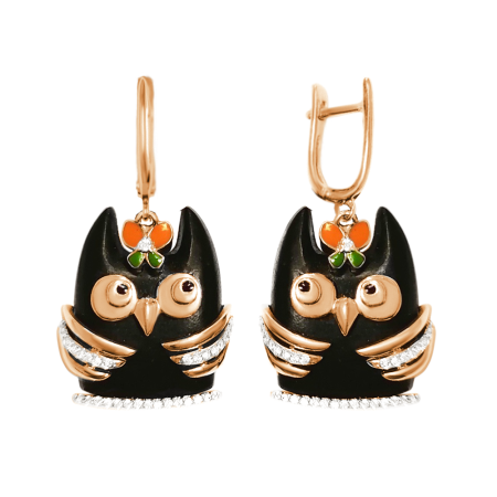 Серьги из красного золота Совушки