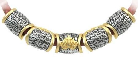 Комплект из 5-ти бусин СИМВОЛ ВЕРЫ из серебра с позолотой