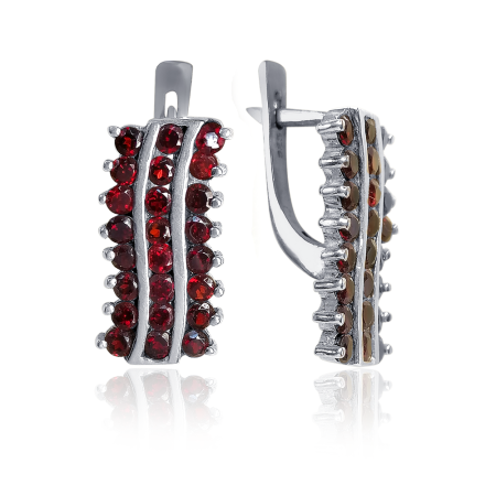 Серьги из серебра с натуральным гранатом