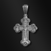 Православный крест из серебра с частичным родированием и выборочным чернением