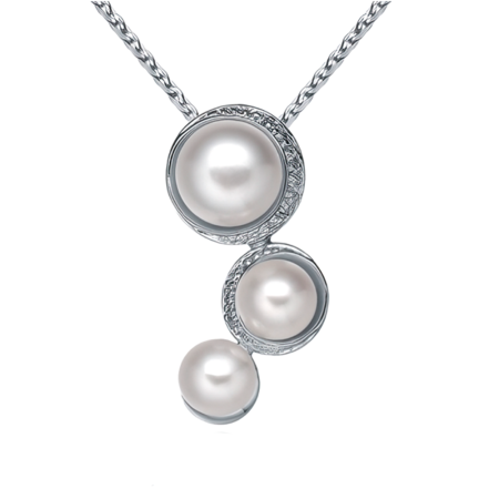 Подвеска из серебра с натуральным жемчугом и фианитами