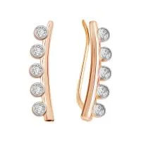Серьги-каффы из позолоченного серебра с фианитами