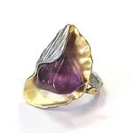 Дизайнерское кольцо из комбинированного серебра с натуральным аметистом (Италия) Дизайнерское кольцо из комбинированного серебра с натуральным аметистом (Италия)