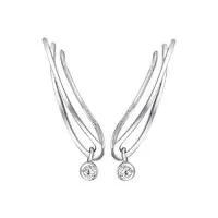 Серьги-каффы из серебра с маленьким подвесным фианитом