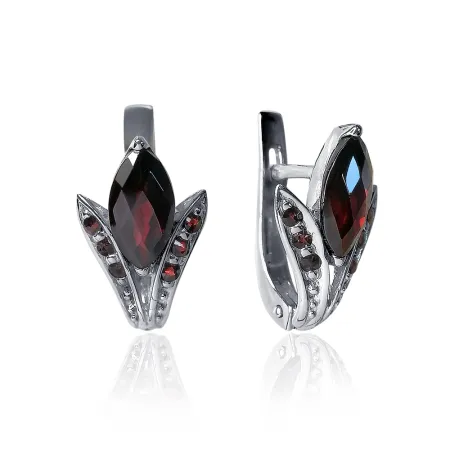 Серьги из серебра с натуральным гранатом