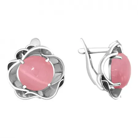 Серьги из серебра с кошачьим глазом
