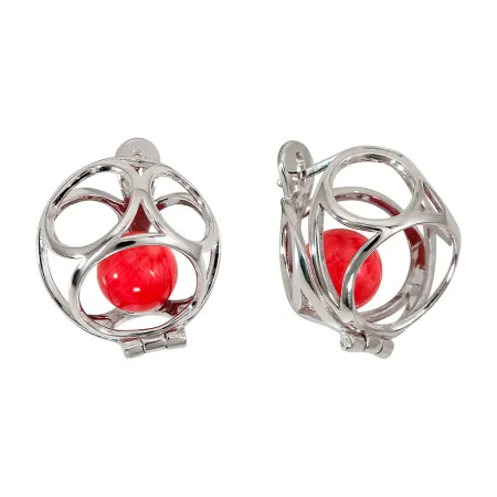 Серьги из серебра с натуральным кораллом