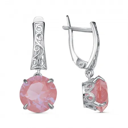 Серьги из серебра с розовыми кристаллами